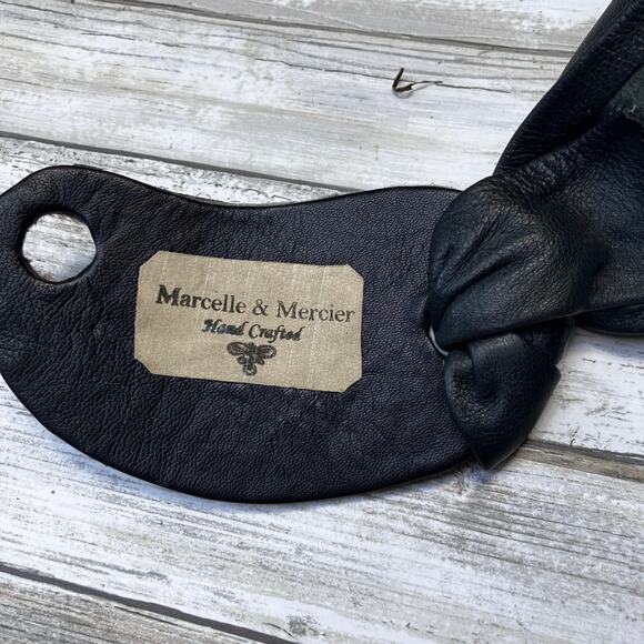 Handmade Leather Belt OOAK Tie Wrap 41” Black Cheetah Faux Fur Mobwife Bohemian - Picture 8 of 8